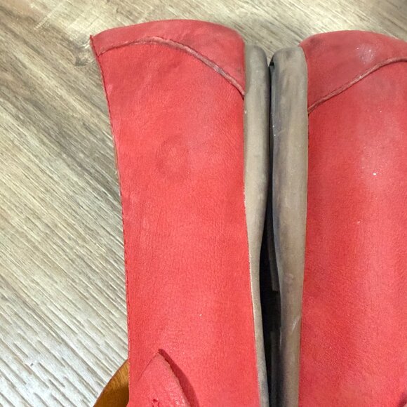 Vintage Arnold Churgin Red Leather Red Mary Jane Flats with 3D Flower Fairy 38 - Picture 5 of 11